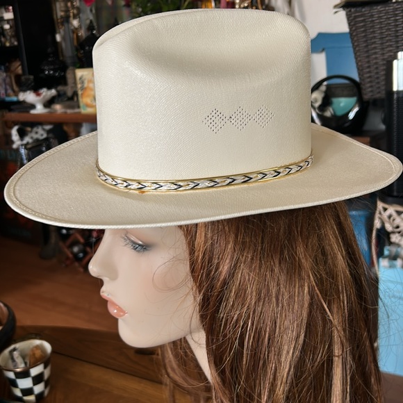 Vintage Unisex Cream Western Cowboy Hat - Picture 5 of 9